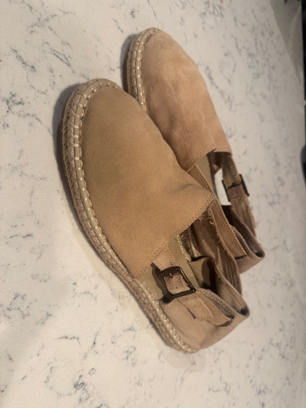 Zara Women's Suede Espadrille Sandals in Beige